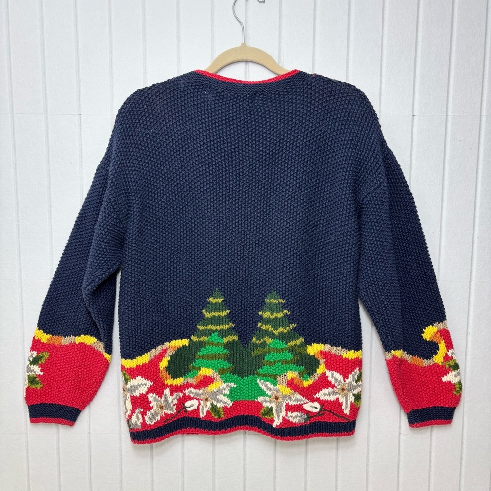 Cardigan Bay Vintage Angel Pattern Knitted by Hand Cardigan Christmas  Sweater L - Picture 6 of 12